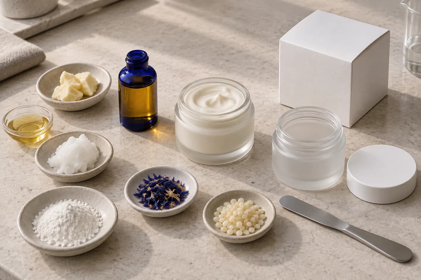 Kosmetiktiegel, Verpackung und Rohstoffe als Bestandteile einer Produktkalkulation